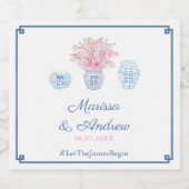 モダンクラシックネイビー&赤面ジンジャージャー結婚ズ スパークリングワインラベル (シングルラベル)