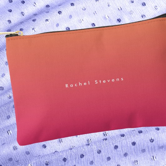 モダンクラシックピンクアンドオレンジモノグラム アクセサリーポーチ