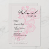 モダンクラシックピンクオーキッドスケッチリハーサルディナー 招待状 (正面/裏面)