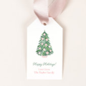 モダンクラシックピンクグリーンメリークリスマスホリデー ギフトタグ