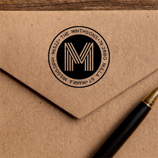 モダンクラシックファミリ名差出人住所循環 セルフインキングスタンプ