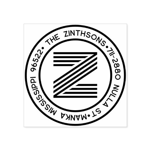 モダンクラシックファミリ名差出人住所循環 ラバースタンプ (インプリント)