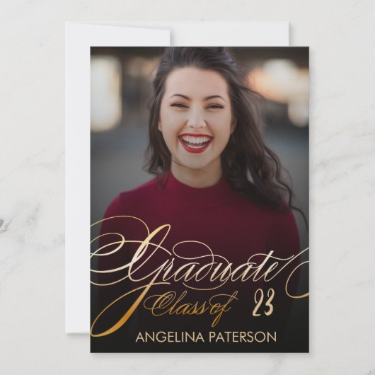 モダンクラシックフェイク金ゴールドレタリングパーティー 招待状 (正面)