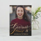 モダンクラシックフェイク金ゴールドレタリングパーティー 招待状 (スタンド正面)