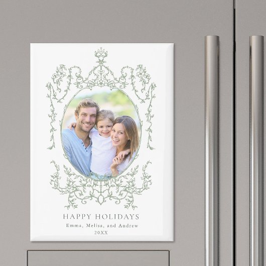 モダンクラシックフレームハッピーホリデイズフォトホリデー マグネット