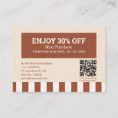 モダンクラシックブラウンベージュベーカリーショップ 割引カード (裏面)