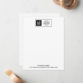 モダンクラシックブラックカスタムビジネスロゴ ノートカード (正面/裏面インサイチュ)