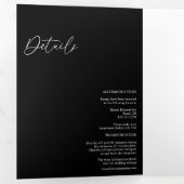 モダンクラシックブラックトリフォールド結婚式招待状 三つ折り招待状 (内部最初)