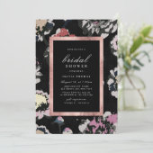 モダンクラシックブラック抽象芸術フローラブライダルシャワー 招待状 (スタンド正面)
