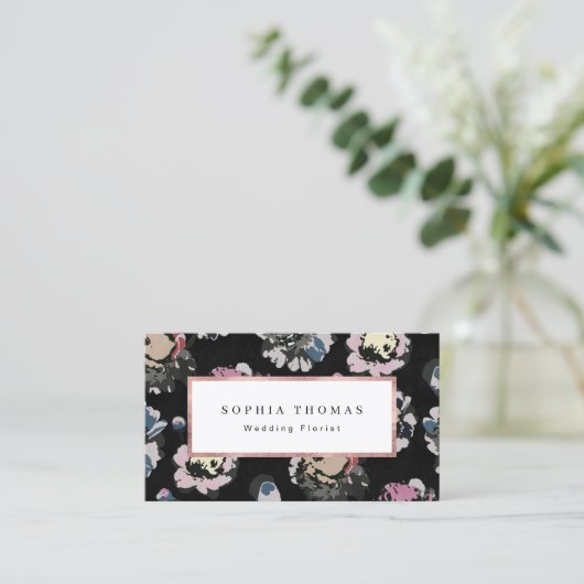 モダンクラシックブラック抽象芸術フローラプロフェッショナル 名刺 (スタンド正面)