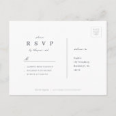 モダンクラシックブラック抽象芸術フローラ結婚式RSVP インビテーションポストカード (裏面)