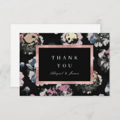 モダンクラシックブラック抽象芸術感謝していフローラyou ca サンキューカード (正面/裏面)