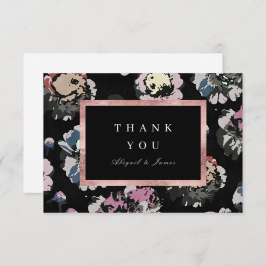 モダンクラシックブラック抽象芸術感謝していフローラyou ca サンキューカード (正面/裏面)