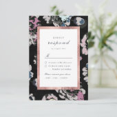 モダンクラシックブラック抽象芸術結婚フローラ 出欠カード (スタンド正面)
