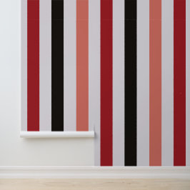 モダンクラシックブラック&ピンクレッドパタストライプーン 壁紙