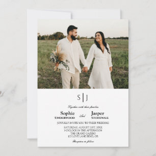 モダンクラシックミニマルMonogram写真結婚の 招待状