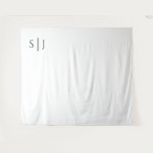 モダンクラシックモノグラム結婚の背景 タペストリー (正面(横))