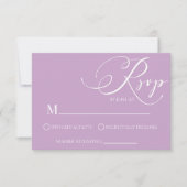 モダンクラシックリララベンダー結婚式RSVPカード 出欠カード (正面)