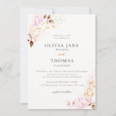 モダンクラシックリースクリーム秋結婚フローラ 招待状 (正面)