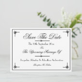 モダンクラシックロマンチックシック白の日付を保存 案内状 (スタンド正面)