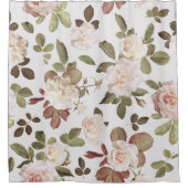 モダンクラシックヴィンテージベージュバラ花模様 シャワーカーテン (正面)