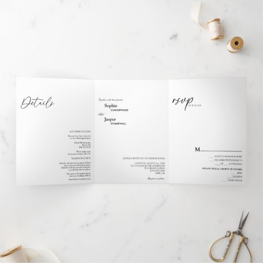 モダンクラシック三つ折結婚式招待状 三つ折り招待状 (内部)