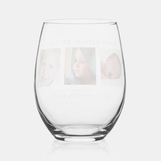 モダンクラシック写真コラージュ ステムなしワイングラス (裏面)