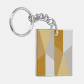 モダンクラシック幾何ゴールデンイエローグレーアート キーホルダー (正面左)