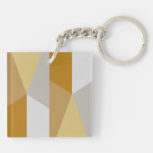 モダンクラシック幾何ゴールデンイエローグレーアート キーホルダー (裏面)