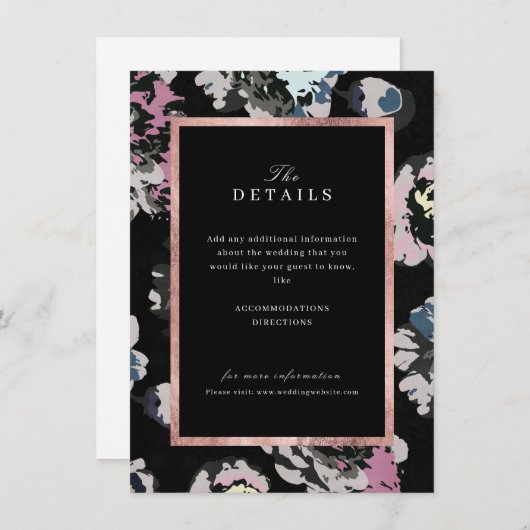 モダンクラシック抽象芸術結婚フローラ詳細 エンクロージャーカード (正面/裏面)