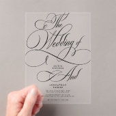 モダンクラシック書澄ん結婚文字 アクリル招待状 (インサイチュ (ポータブル))