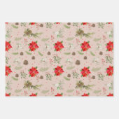 モダンクラシック植物性グリーンリーベリークリスマス ラッピングペーパーシート (正面2)