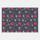 モダンクラシック植物性グリーンリーベリークリスマス ラッピングペーパーシート (正面)