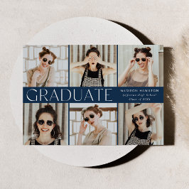 モダンクラシック海軍6写真卒業 案内状