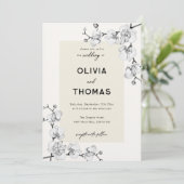 モダンクラシック白黒蘭のフラ結婚ーム 招待状 (スタンド正面)