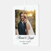 モダンクラシック結婚したと明結婚るい写真 メタルオーナメント (正面左)