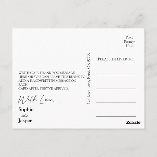 モダンクラシック結婚感謝はがき ポストカード (裏面)