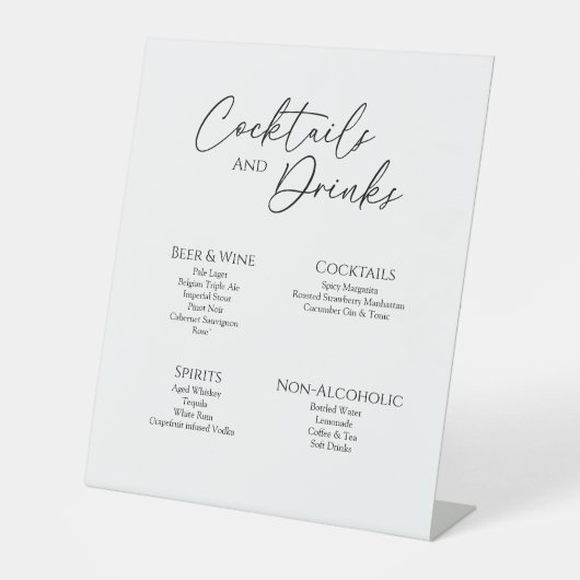 モダンクラシック結婚飲料バー標識 台座サイン (正面)