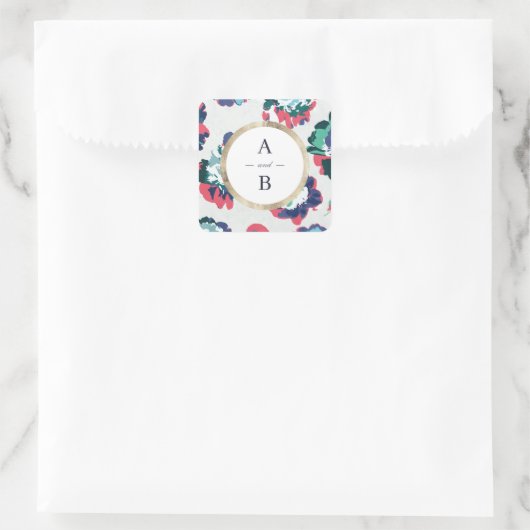 モダンクラシック緑色金ゴールド抽象芸術フローラモノグラム スクエアシール (バッグ)