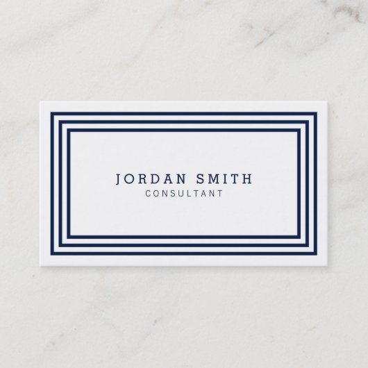 モダンクラシック縁どネイビー青と白 名刺 (正面)