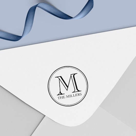 モダンクラシック縁ど家族名モノグラム セルフインキングスタンプ