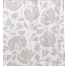 モダンクラシック花淡色ピンクと白 シャワーカーテン