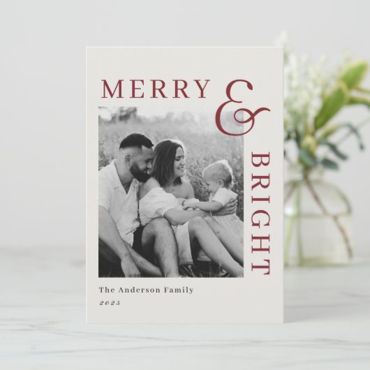 モダンクラシック赤タイポグラフィ両面写真 シーズンカード (スタンド正面)