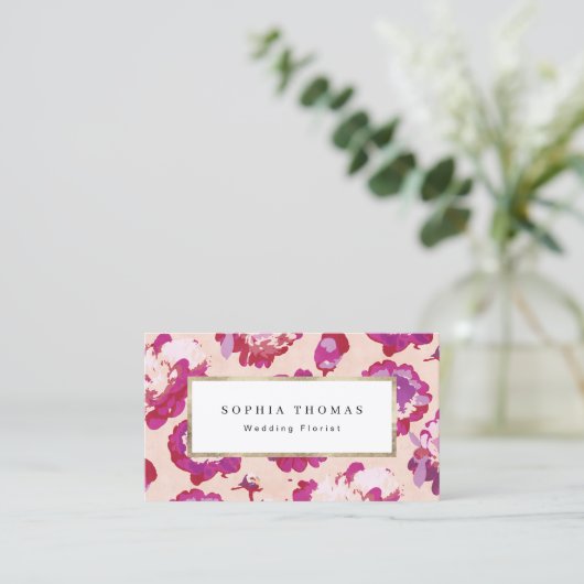 モダンクラシック赤抽象芸術フローラプロフェッショナル 名刺 (スタンド正面)