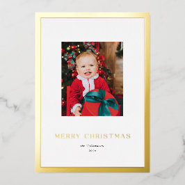 モダンクラシック金ゴールドフレームのクリスマス写真 箔シーズンカード