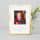 モダンクラシック金ゴールドフレームのクリスマス写真 箔シーズンカード (立ち正面)