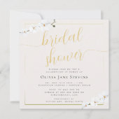 モダンクラシック金ゴールドフレームランブライダルシャワー 招待状 (正面)