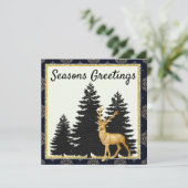 モダンクラシック金ゴールド鹿とクリスマスフラットカード シーズンカード (スタンド正面)