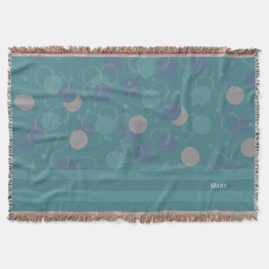 モダンクラシック青い円のパターン名 スローブランケット (正面)