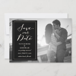 モダンクラシック黒い箱のプレート写真の日付を保存 招待状